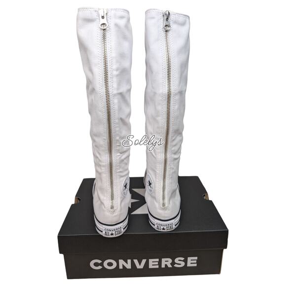 Converse CTAS XXHI Womens 6 White Pink Black Canvas Knee High Sneaker Boot NEW - Picture 3 of 10